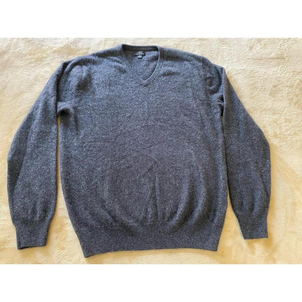 J Crew Sweater Cashmere Women Medium V Neck Lux Classic Preppy s46